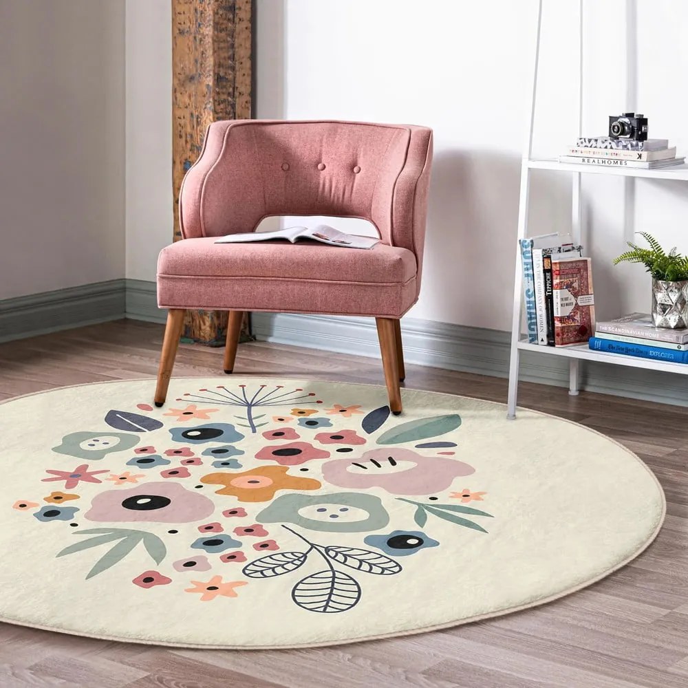 Кръгъл килим подходящ за пране и за прахосмукачки роботи ø 120 cm Comfort – Mila Home