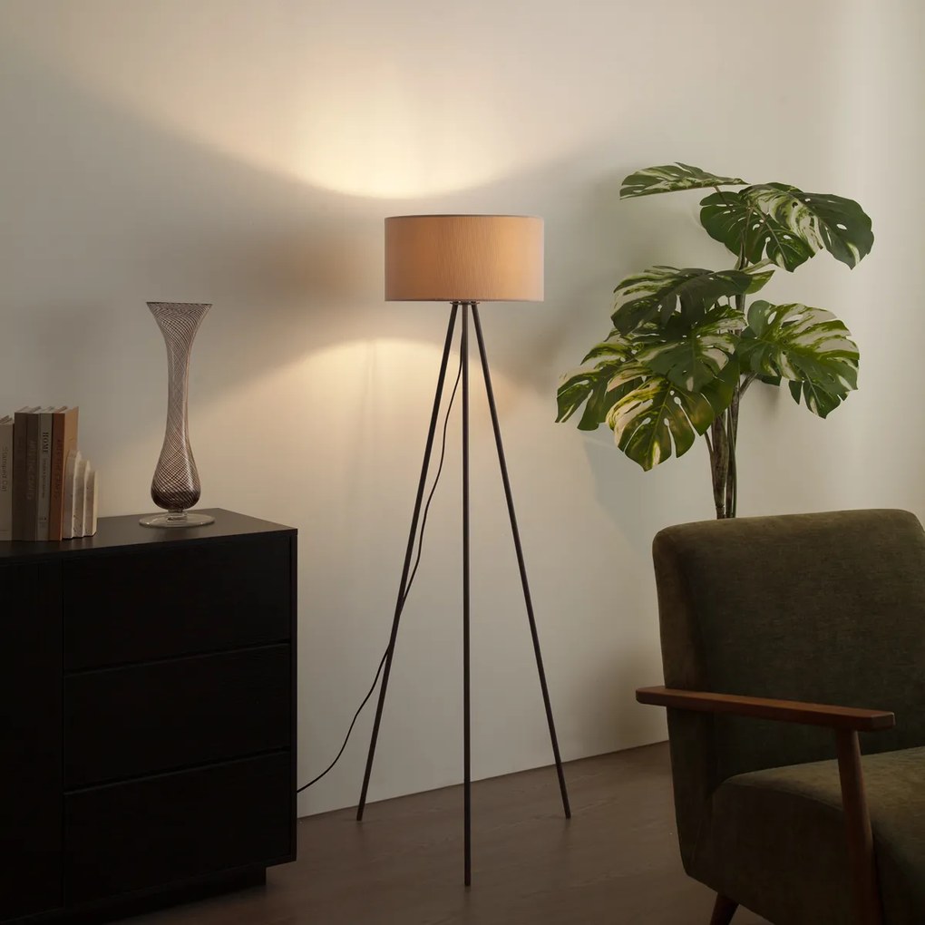 Модерна подова лампа Taupe с кадифен абажур - Luz