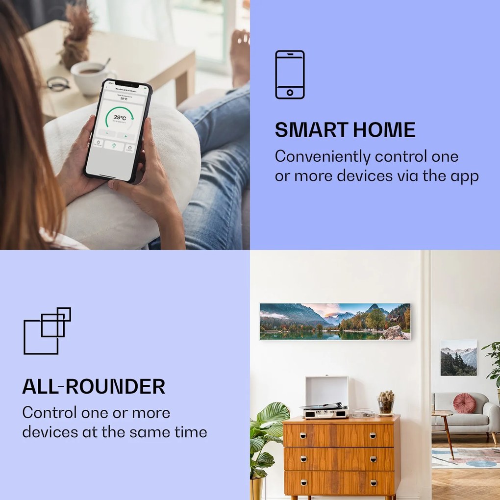 Klarstein Wonderwall Air Art Smart, инфрачервен отоплител, море. 120 х 30 см., 350 W