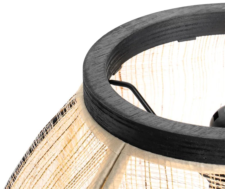 Ориенталска висяща лампа кафяв плат 35 см - Rob