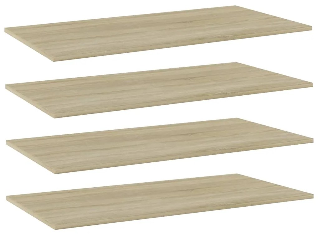 805304 vidaXL Рафтове за етажерка, 4 бр, дъб сонома, 80x20x1,5 см, ПДЧ
