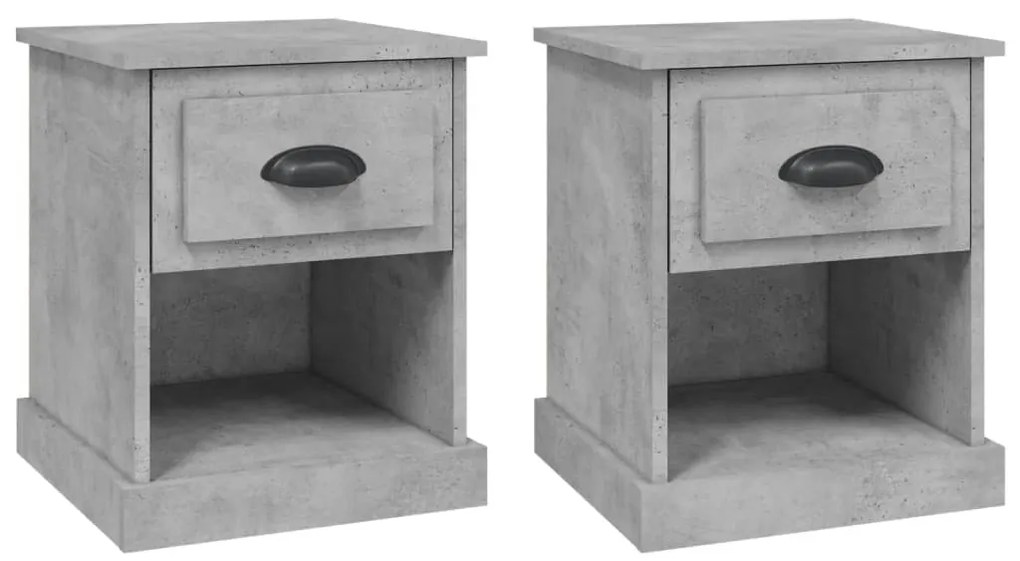 816137 vidaXL Нощни шкафчета, 2 бр, сиво, 39x39x47,5 см, инженерно дърво