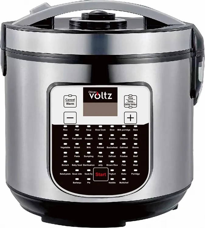 Разопакован: Мултикукър Oliver Voltz OV51985J5, 900W, 5L, 45 програми, LED дисплей, Инокс