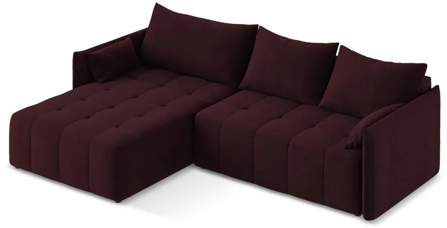 Бордо разтегателен ъглов диван с място за съхранение (ляв ъгъл) Moku – Makamii