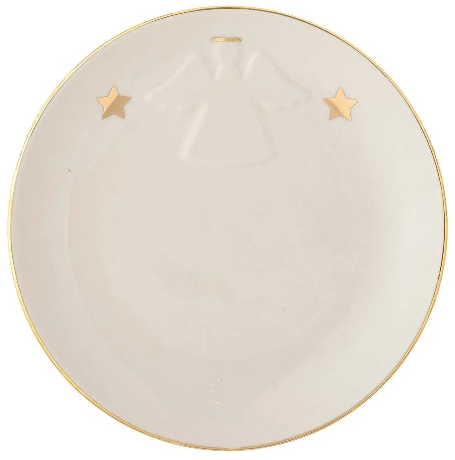 Бяла десертна глинена чиния с коледен мотив ø 16 cm Starry – Bloomingville