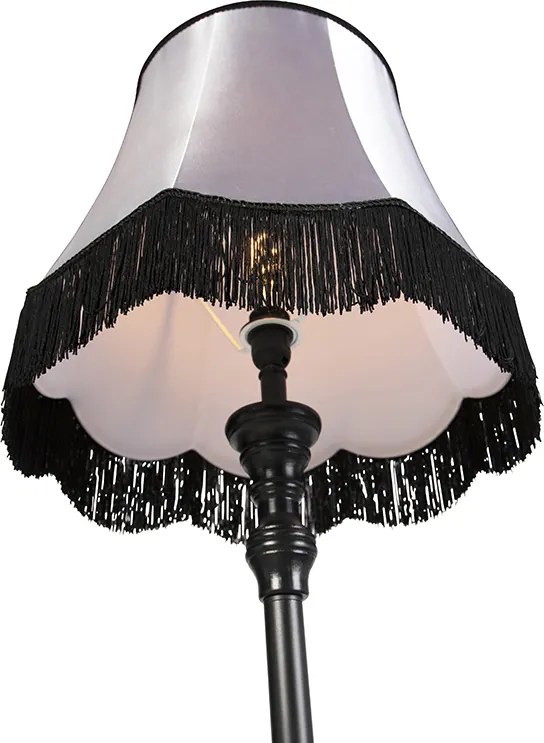 Подова лампа черна с абажур „баба“ черен с сив - Classico