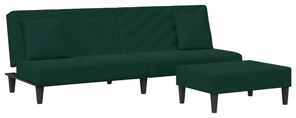 3216264 vidaXL Комплект дивани 2 части с възглавници, тъмнозелен, кадифе