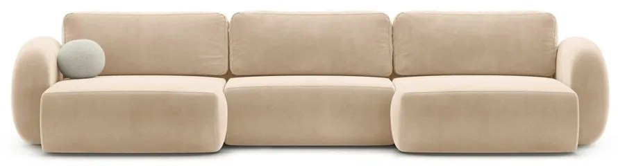 Бежов кадифен сгъваем/с място за съхранение ъглов диван (U форма) Tonale – Cosmopolitan Design