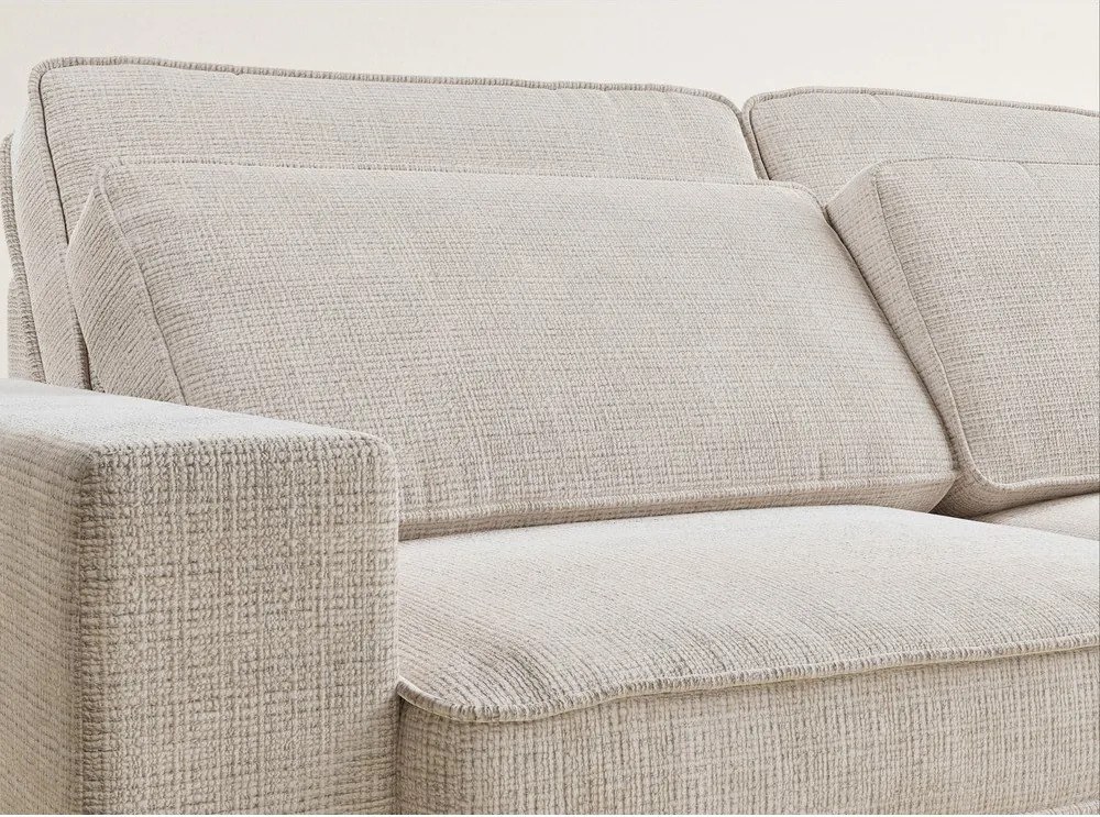 Кремав шенилов ъглов диван (десен ъгъл/L форма) Kirou – Maison de Rêve