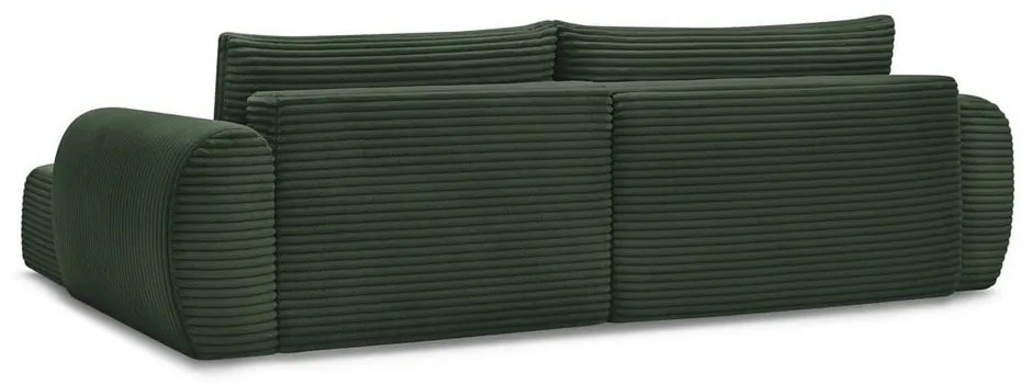 Тъмнозелен разтегателен ъглов диван от рипсено кадифе (десен ъгъл) Lucien – Bobochic Paris