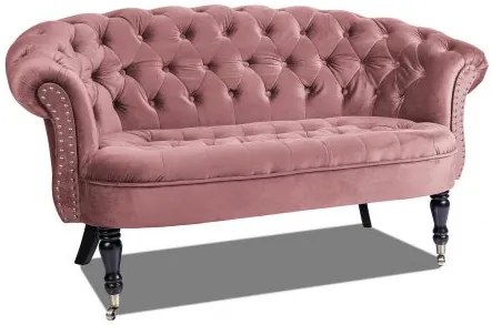 Двуместно канапе Chesterfield Deluxe в цвят рустик розово, 152/82/82 см