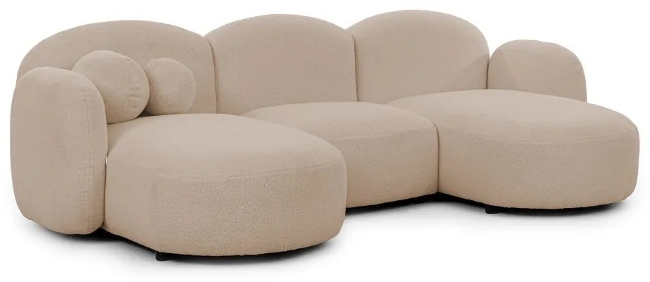 Светлокафяв ъглов диван от букле (U форма) Orbit – Ropez