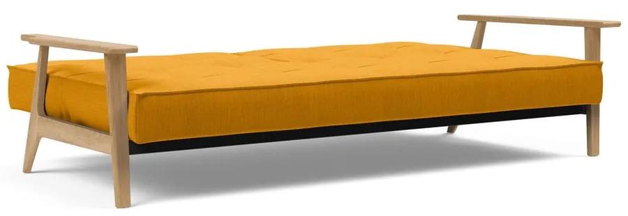 Оранжев разтегателен диван с дървени подлакътници Splitback - Innovation