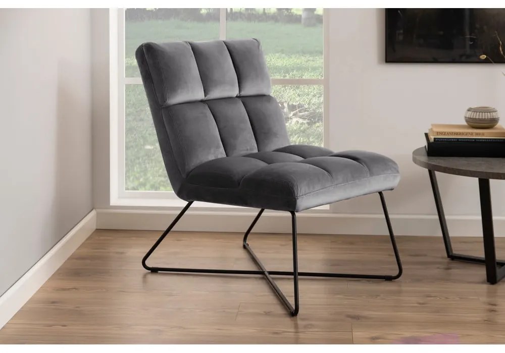 Сиво кадифено кресло Alba – Actona