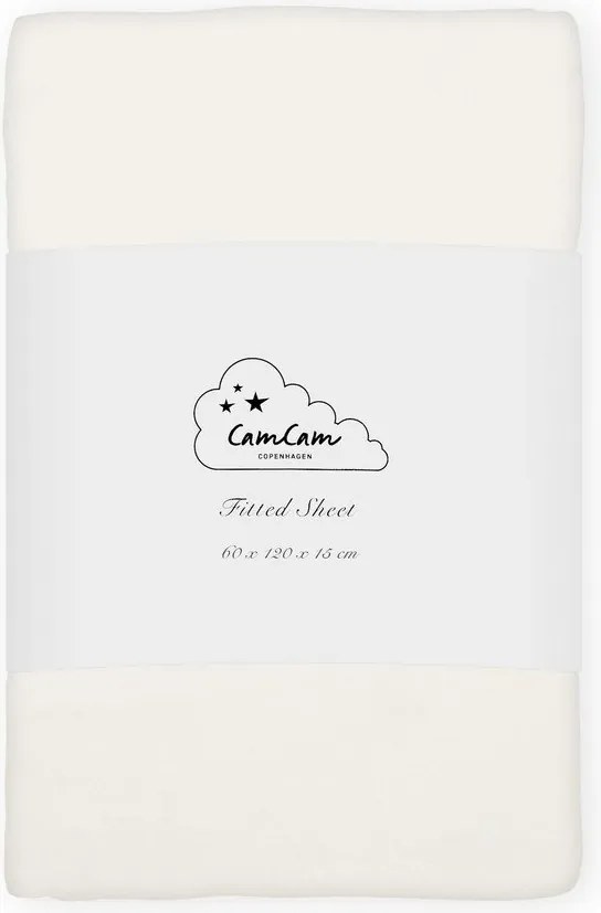 Кремав еластичен детски чаршаф за детско креватче от органичен памук 60x120 cm Off-White – Cam Cam Copenhagen