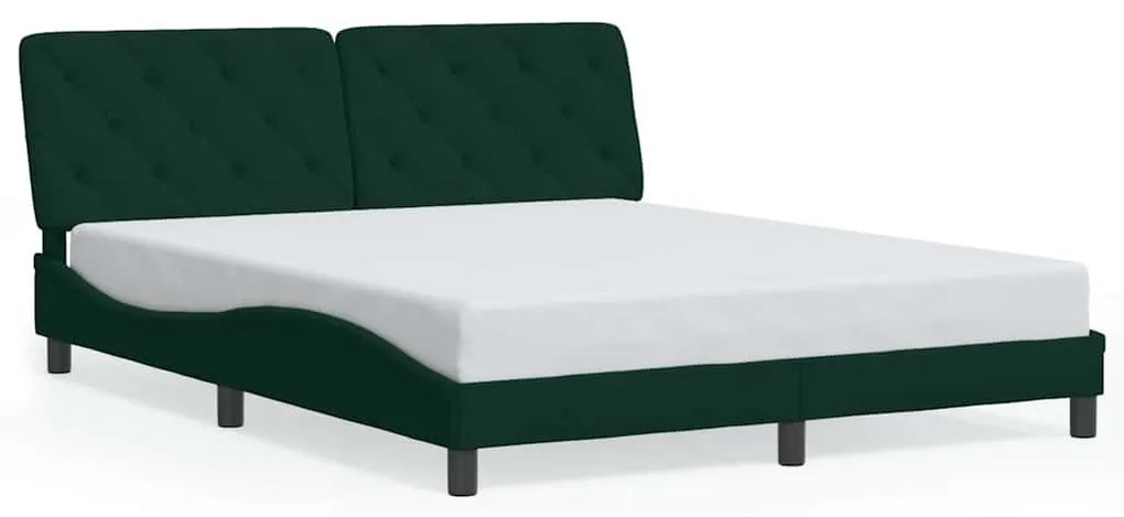 3207932 vidaXL Рамка за легло без матрак, тъмнозелена, 160x200 см, кадифе