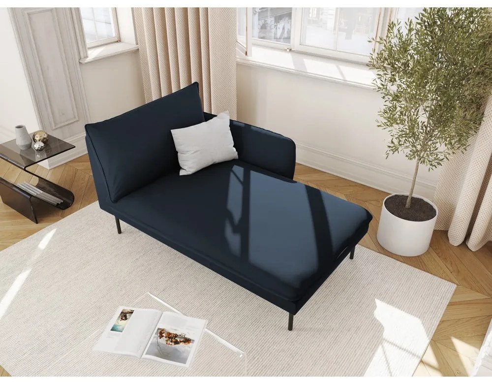 Тъмносиньо кадифено кресло за отдих (десен ъгъл) Vienna - Cosmopolitan Design