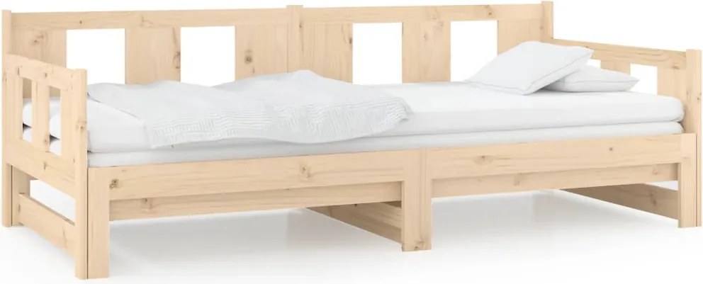 820292 vidaXL Разтегателна кушетка, борово дърво масив, 2x(90x190) см