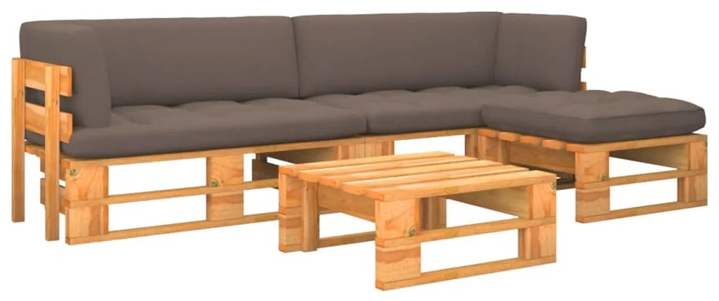 3066813 vidaXL Палетен лаундж комплект 4 части бор с меденокафява импрегнация