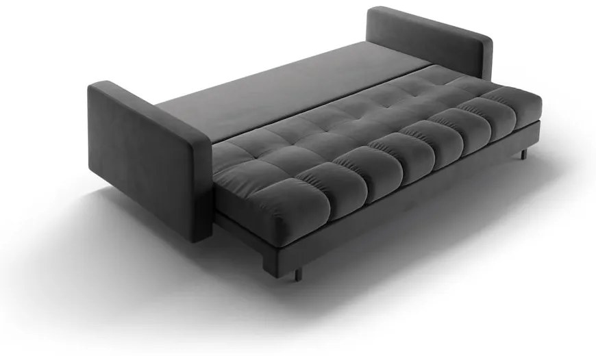 Тъмносив кадифен разтегателен диван с място за съхранение 222 cm Bali – Cosmopolitan Design