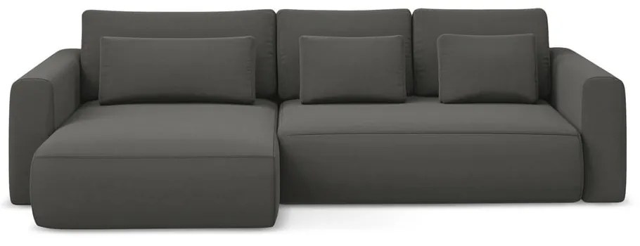 Тъмносив кадифен разтегателен ъглов диван с място за съхранение (ляв ъгъл) Kapua – Makamii