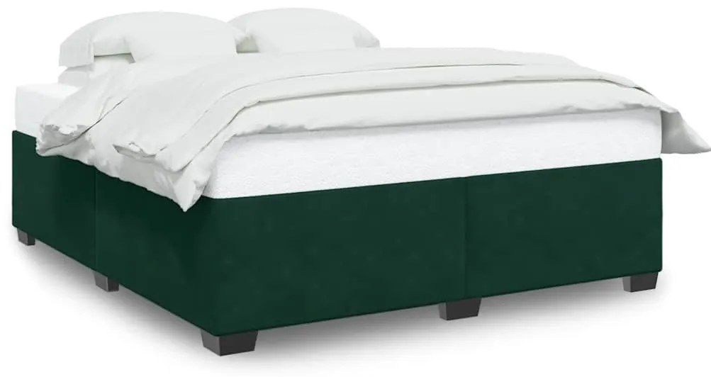 3284658 vidaXL Рамка за легло без матрак, тъмнозелена, 200x200 см, кадифе