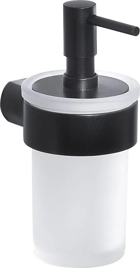 Gedy - Стенен дозатор за течен сапун PIRENEI 110 ml опалово стъкло/матово черно