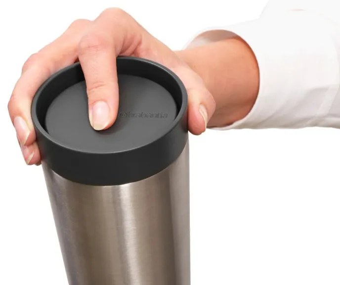 Термо чаша Brabantia Make&Take 1008489, 360 мл, Устойчива на разливане, Инокс/сив