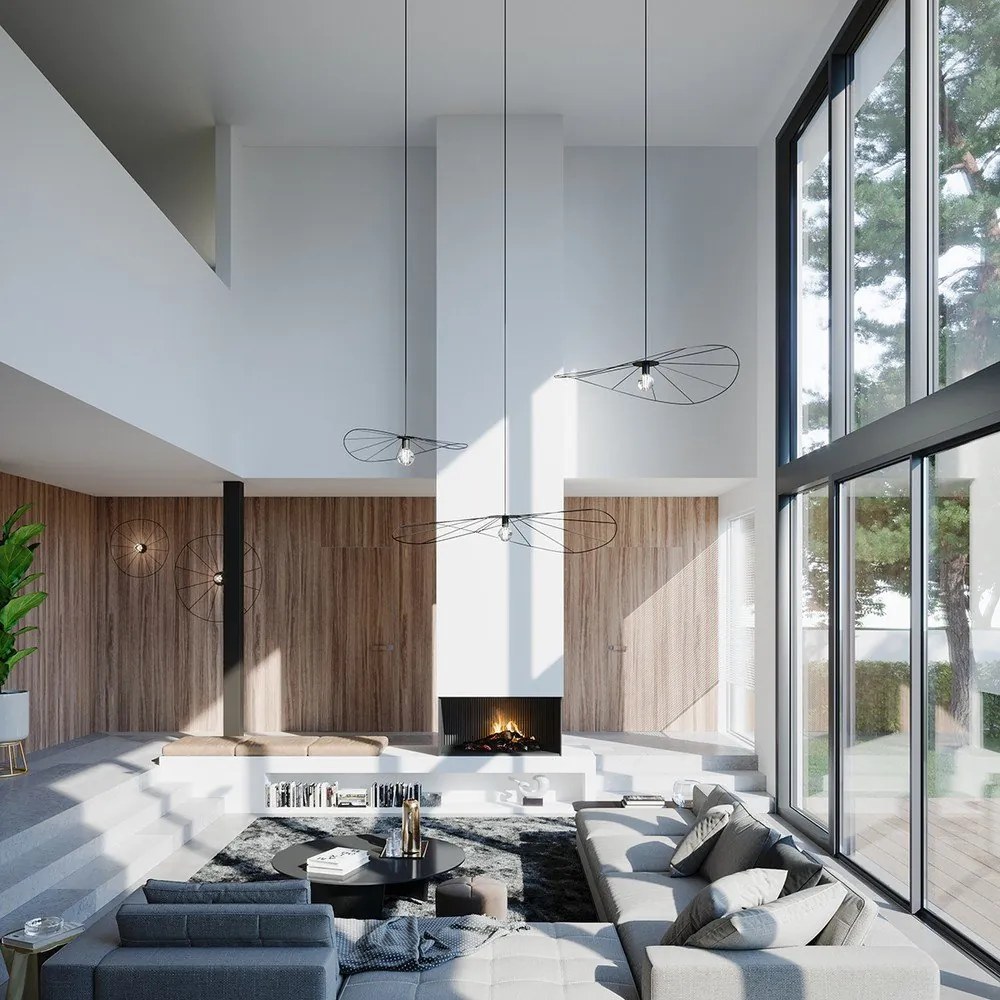 Черно висящо осветително тяло ø 70 cm Elliot - Sollux