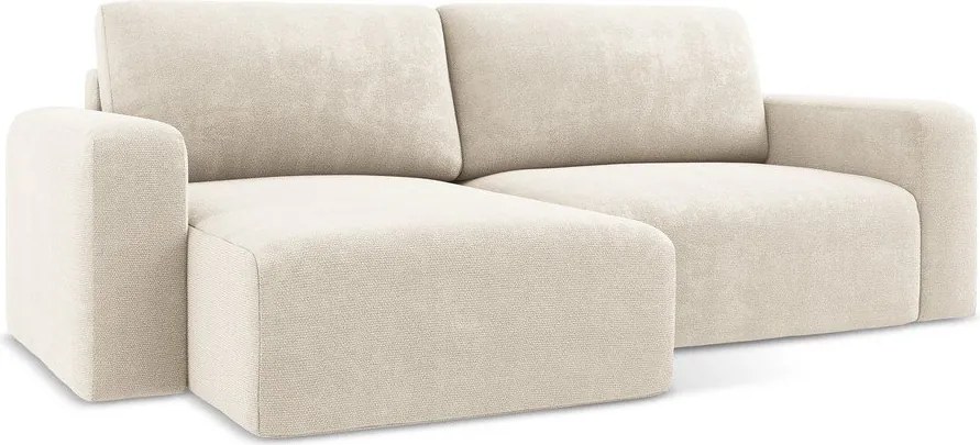 Кремав шенилов сгъваем/с място за съхранение ъглов диван (ляв ъгъл) Kona – Makamii