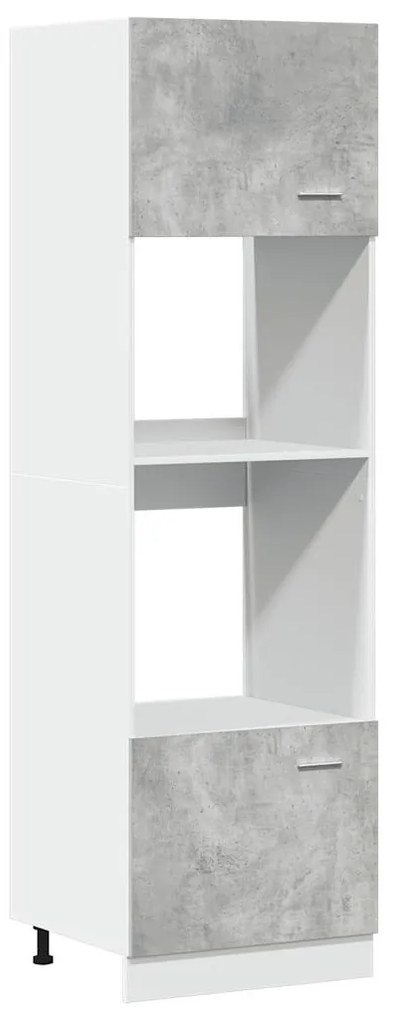 856127 vidaXL Шкаф за микровълнова фурна "Lyon", бетонно сив, 60x57x207 см, инженерно дърво