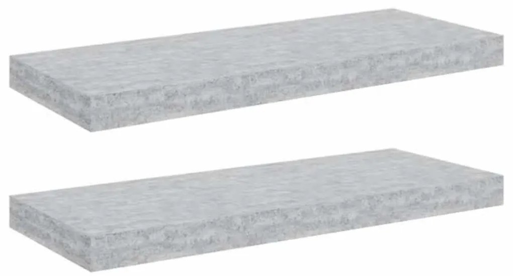 326598 vidaXL Окачени стенни рафтове, 2 бр, бетонно сиви, 60x23,5x3,8 см, МДФ