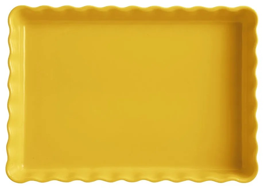 Жълта керамична форма за торта, 24 x 34 cm - Emile Henry