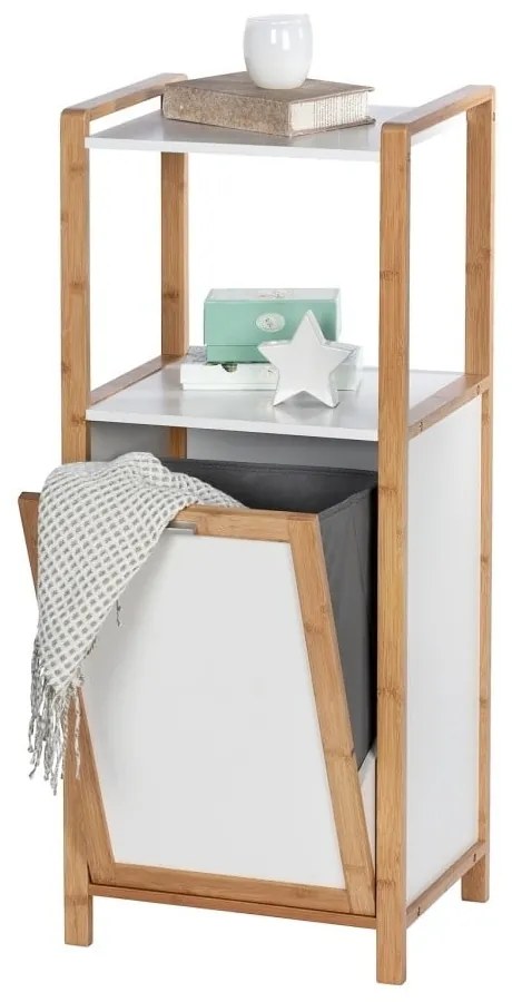 Бамбукова етажерка за баня в бял и естествен цвят 40x95 cm Finja - Wenko