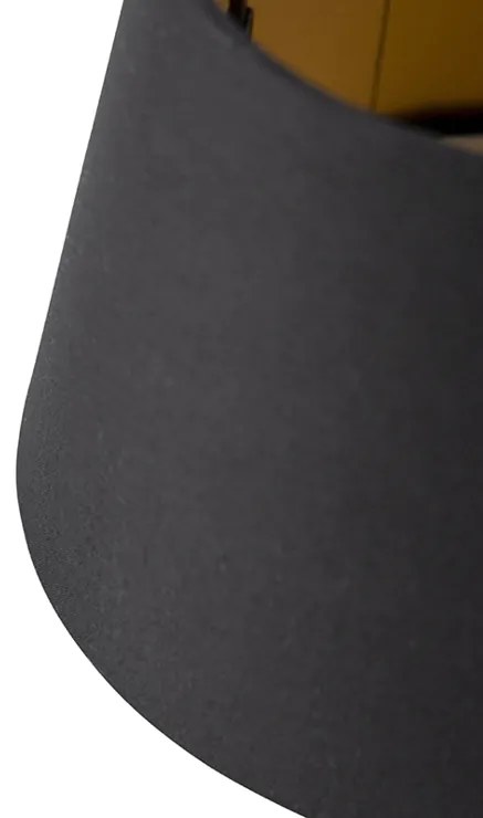 Абажур от памук черен 20/15/13 със златен интериор