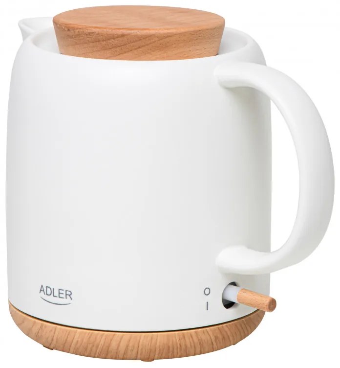 Електрическа кана Adler AD 1304, 1200W, 1l, Керамична, Въртяща се основа, Защита от работа без вода, Екрю