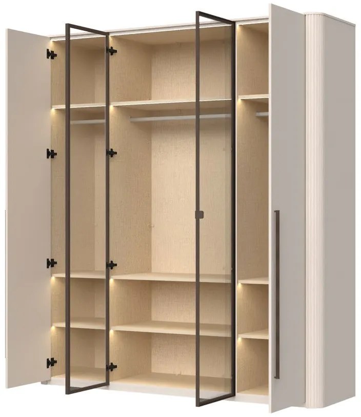 Гардероб Dutchess четирикрил 2 стъкло