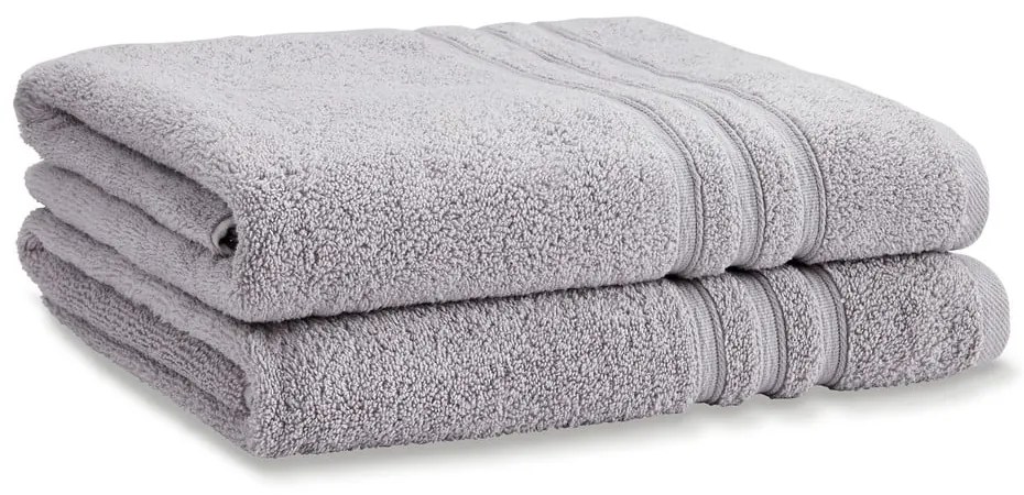 Светлосиви памучни хавлиени кърпи в комплект от 2 бр. от тери 90x140 cm Zero Twist – Catherine Lansfield