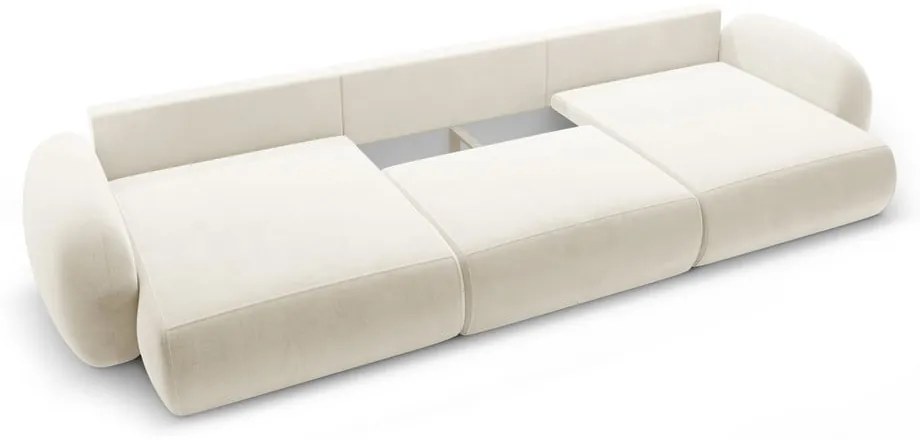 Кремав кадифен сгъваем/с място за съхранение ъглов диван (U форма) Tonale – Cosmopolitan Design
