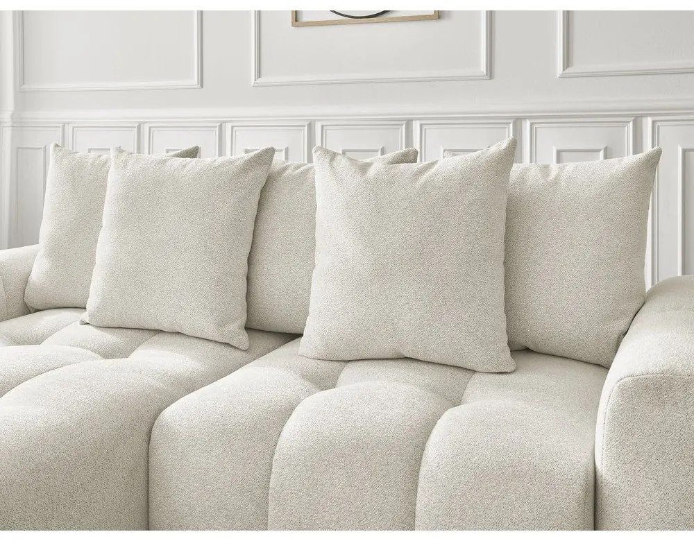 Бял шенилов сгъваем/с място за съхранение ъглов диван (ляв ъгъл) Roxelane – Bobochic Paris