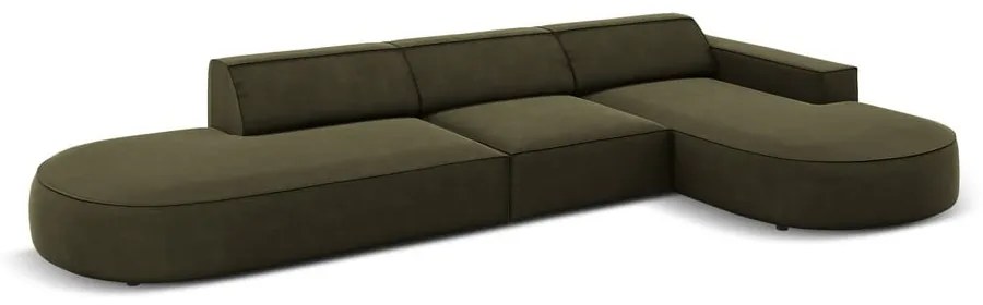 Ъглов диван от зелено кадифе (десен ъгъл) Jodie - Micadoni Home