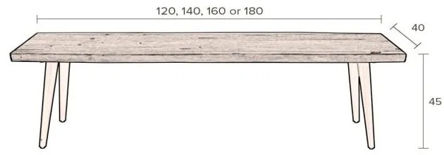 Пейка с черни стоманени крака , дължина 180 cm Alagon - Dutchbone
