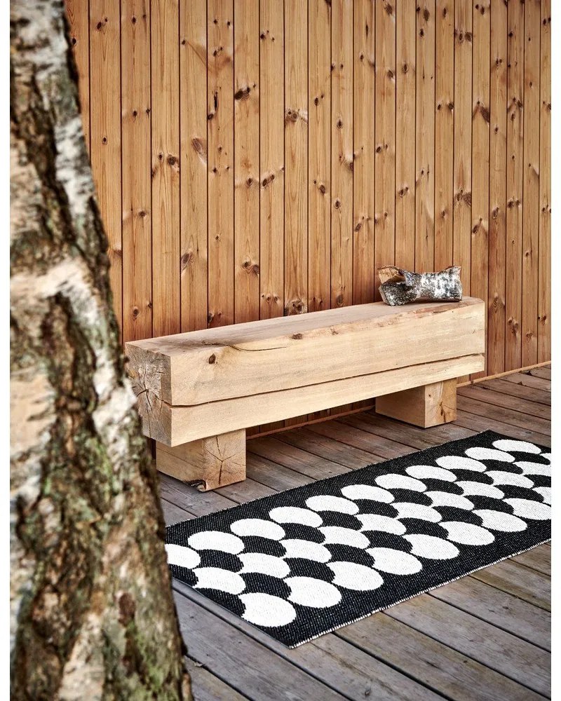 Черна и кремава пътека за открито и закрито 70x150 cm Poppy Black Vanilla – Pappelina