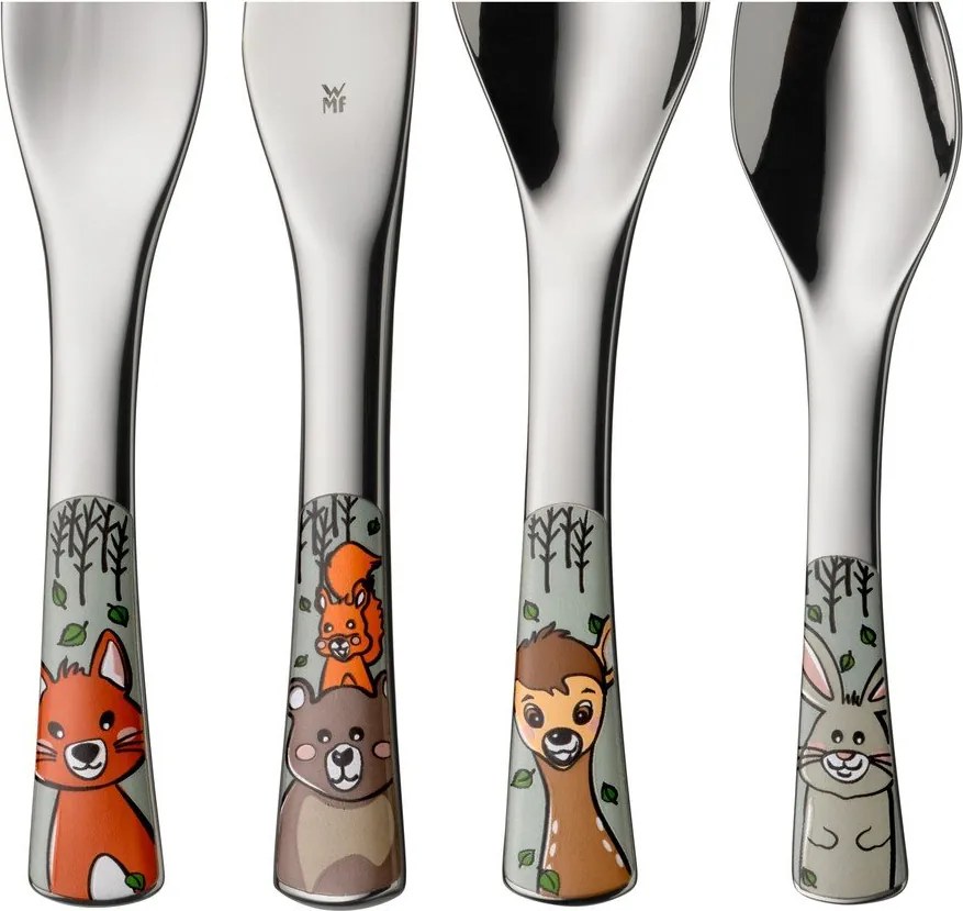 Детски прибори за хранене от неръждаема стомана в сребрист цвят 4 бр. Forest Friends – WMF