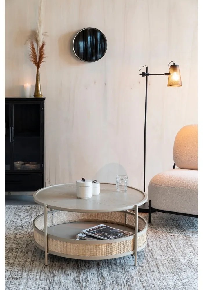 Кръгла масичка за кафе в бежов и естествен цвят ø 80 cm Makoto – White Label