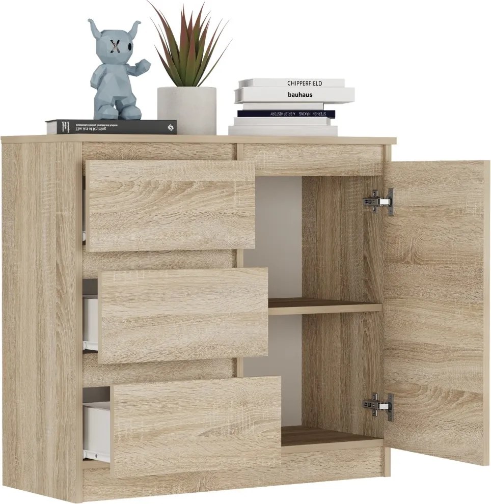 Комод R-80-S3 с чекмеджета 80 см - различни цветови варианти sonoma