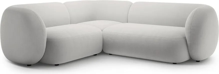 Светлосив кадифен ъглов диван (ляв ъгъл/L форма) Kate – Micadoni