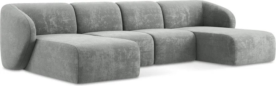 Сив шенилов ъглов диван (U форма) Lani – Makamii
