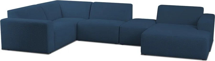 Тъмносин ъглов диван от букле ("U" форма) Roxy – Scandic