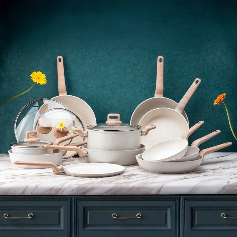 Тенджера Voltz Nice OV54418E28, 28x11.5 см, 6.8 л, Мраморно покритие, Индукция, Кремав меланж